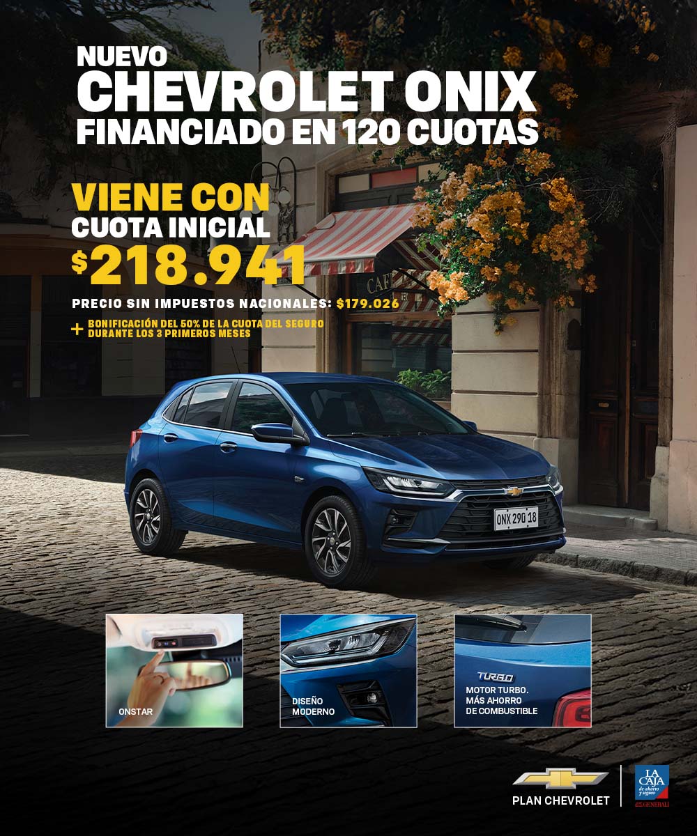 Chevrolet Onix financiado en 120 cuotas